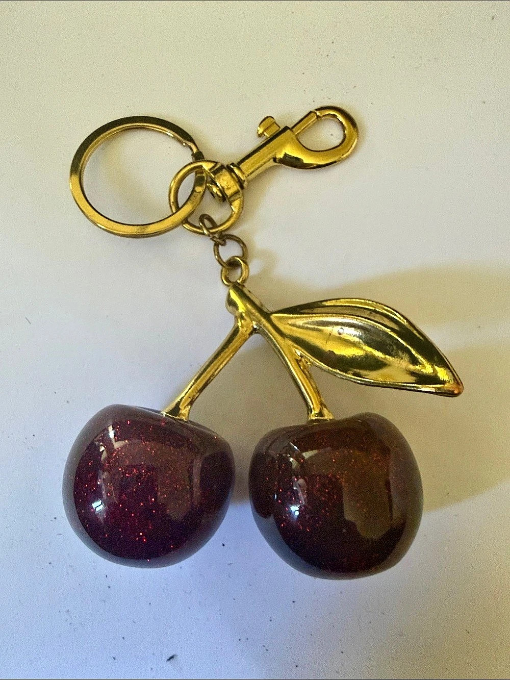 Cherry Keychain in Gold & Purple Like New